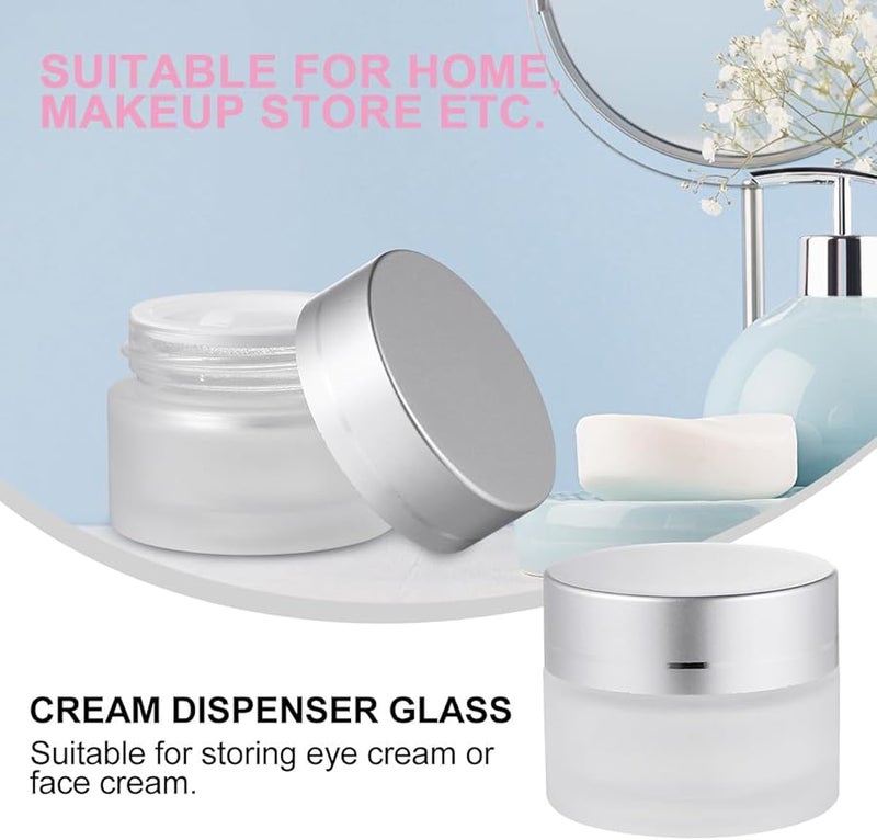 6 Pcs 15G Frosted Glass Cream Jars Set Refillable Cosmetic Containers with Lids - Image 5